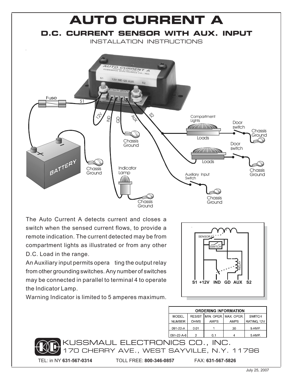 Kussmaul Electronics 091-22-A User Manual | 1 page