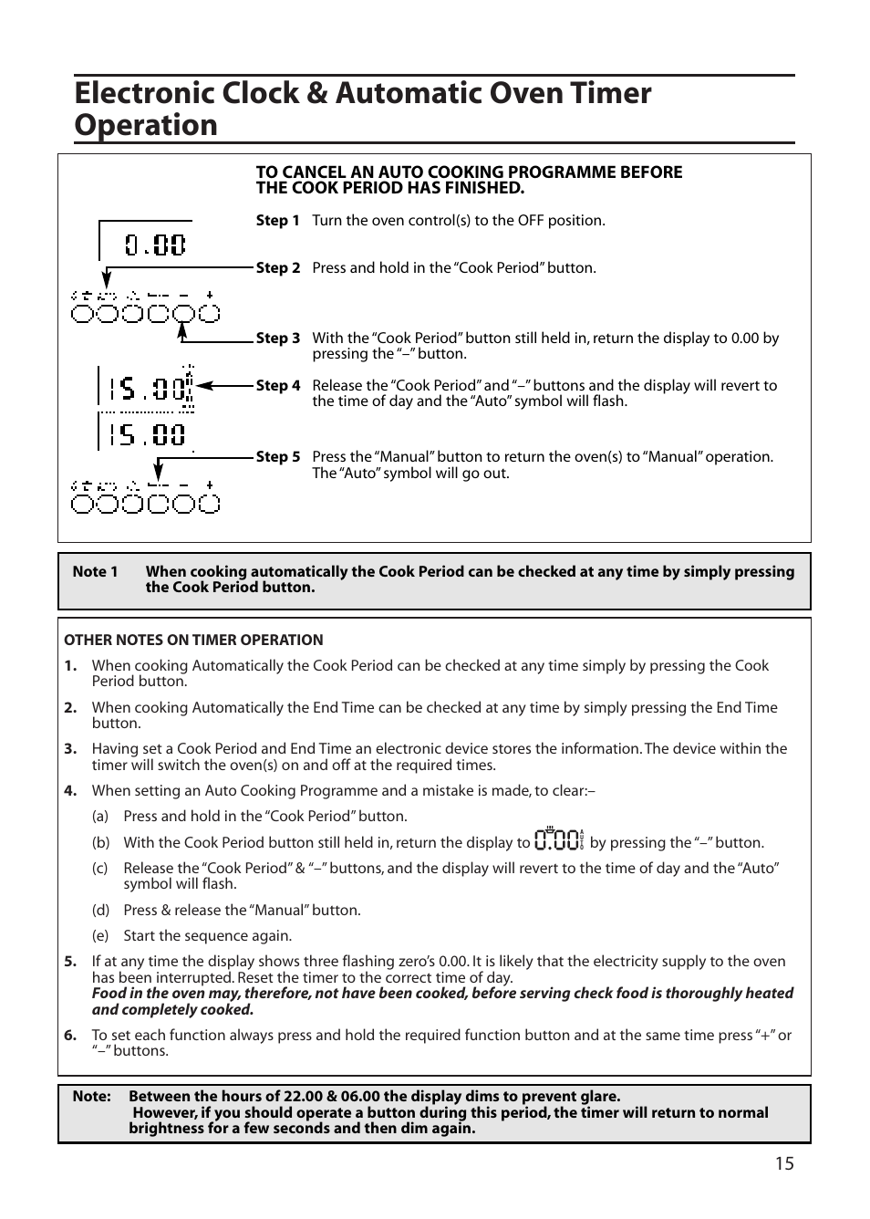 Electronic clock & automatic oven timer operation | Creda C561E/R561E User Manual | Page 15 / 48