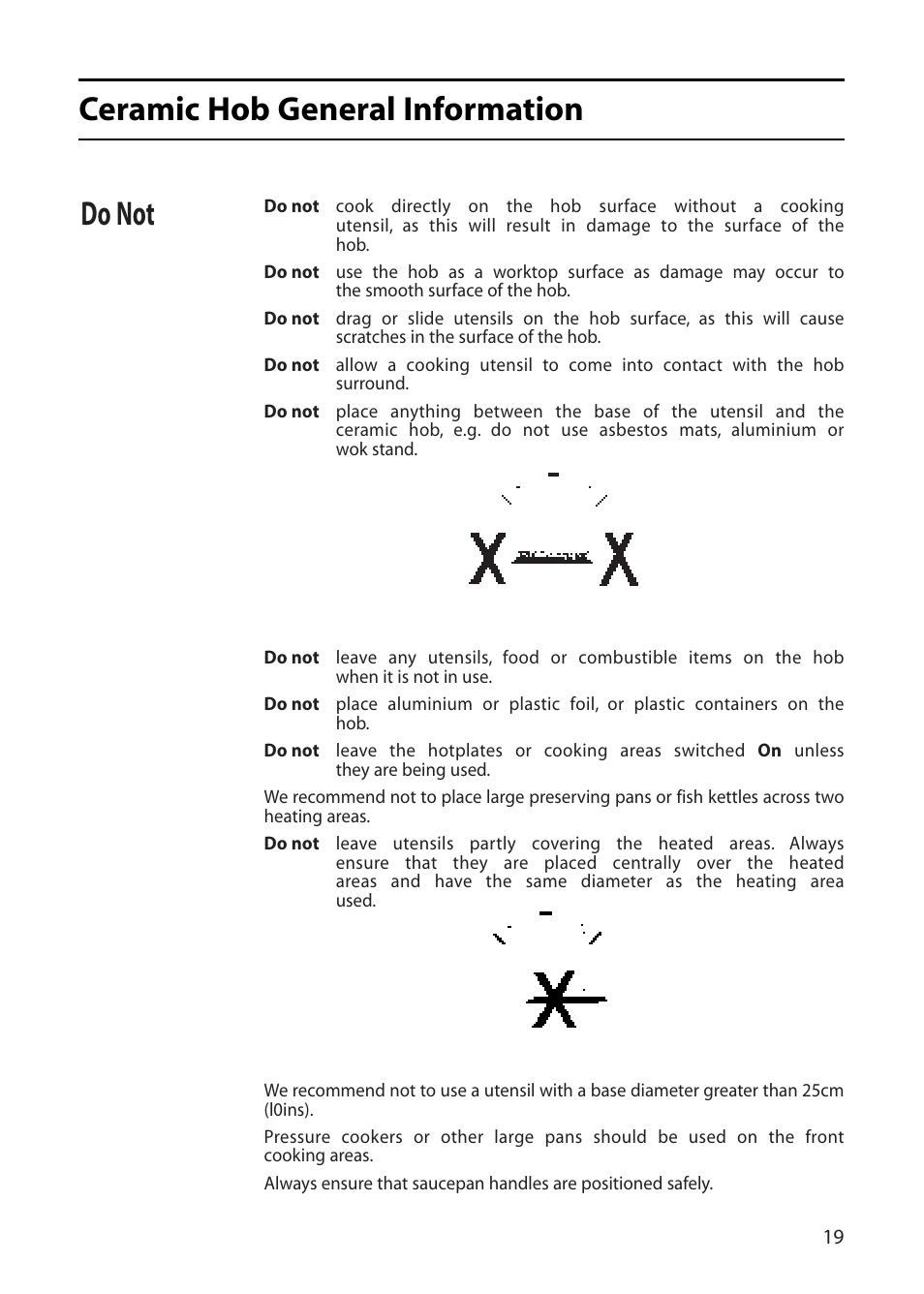 Do not ceramic hob general information | Creda C561E/R561E User Manual | Page 19 / 48