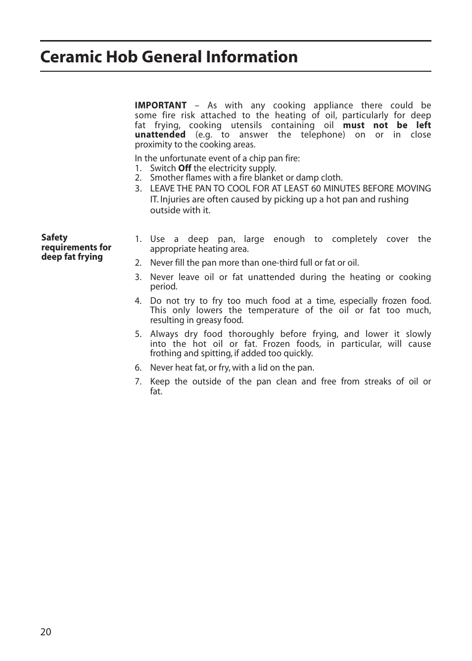 Ceramic hob general information | Creda C561E/R561E User Manual | Page 20 / 48