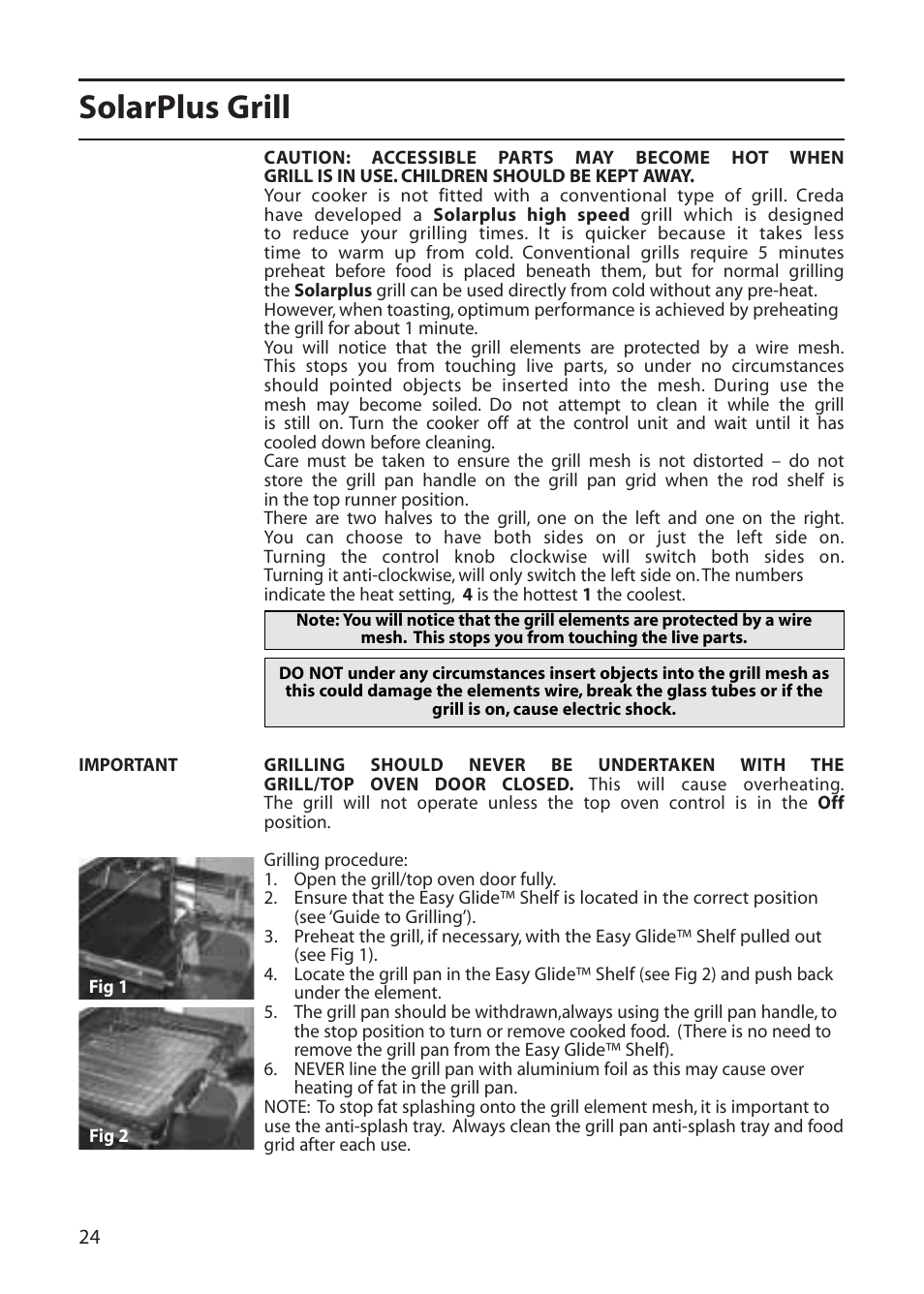Solarplus grill | Creda C561E/R561E User Manual | Page 24 / 48