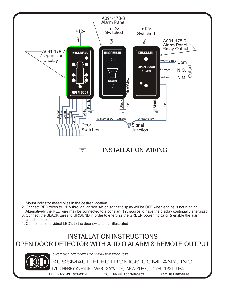 Kussmaul Electronics 091-178-8 User Manual | 1 page