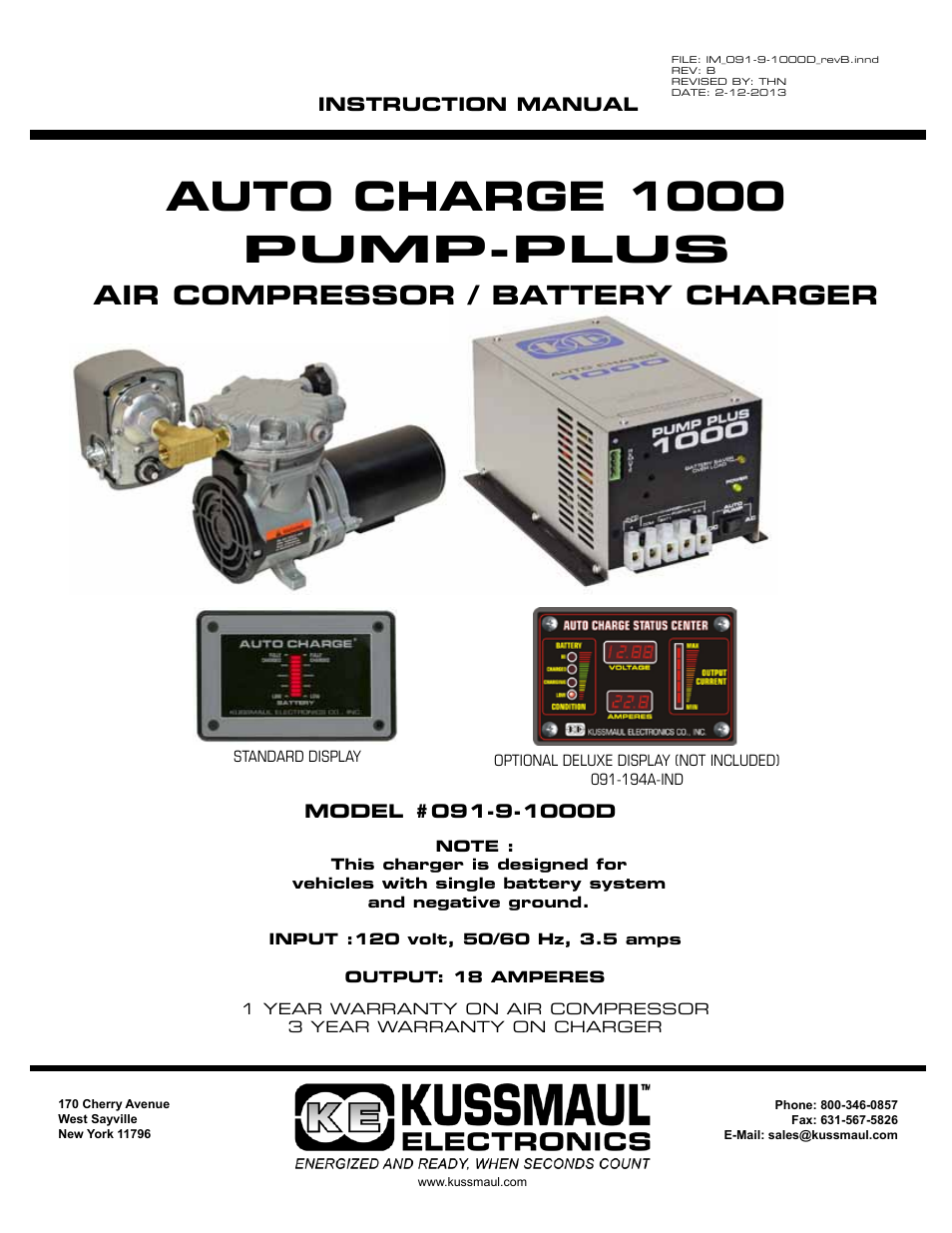 Kussmaul Electronics 091-9-1000 User Manual | 8 pages