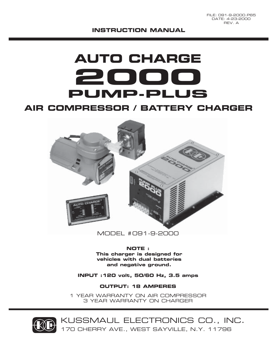 Kussmaul Electronics 091-9-2000 User Manual | 8 pages