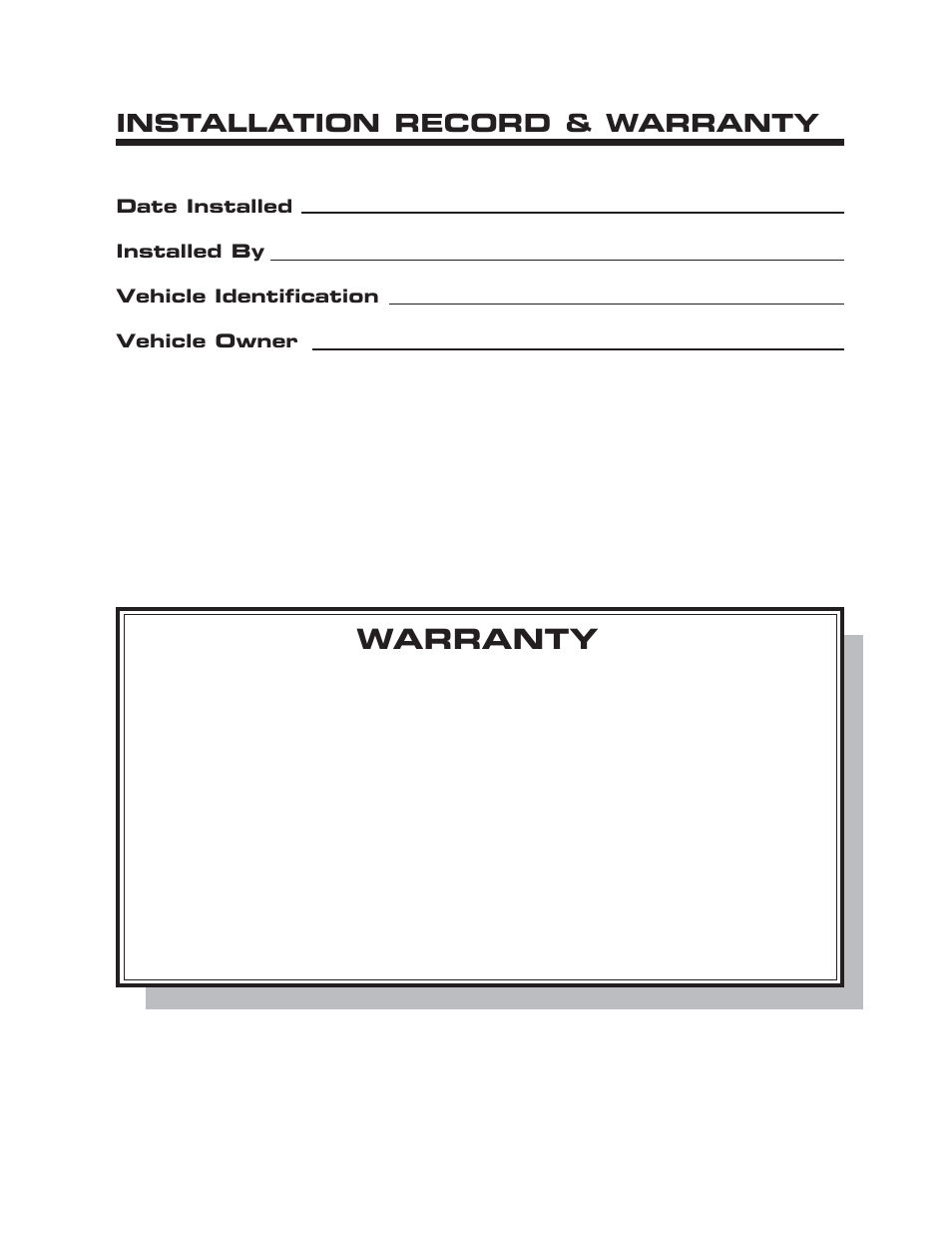 Warranty, Installation record & warranty | Kussmaul Electronics 091-9-2000 User Manual | Page 8 / 8