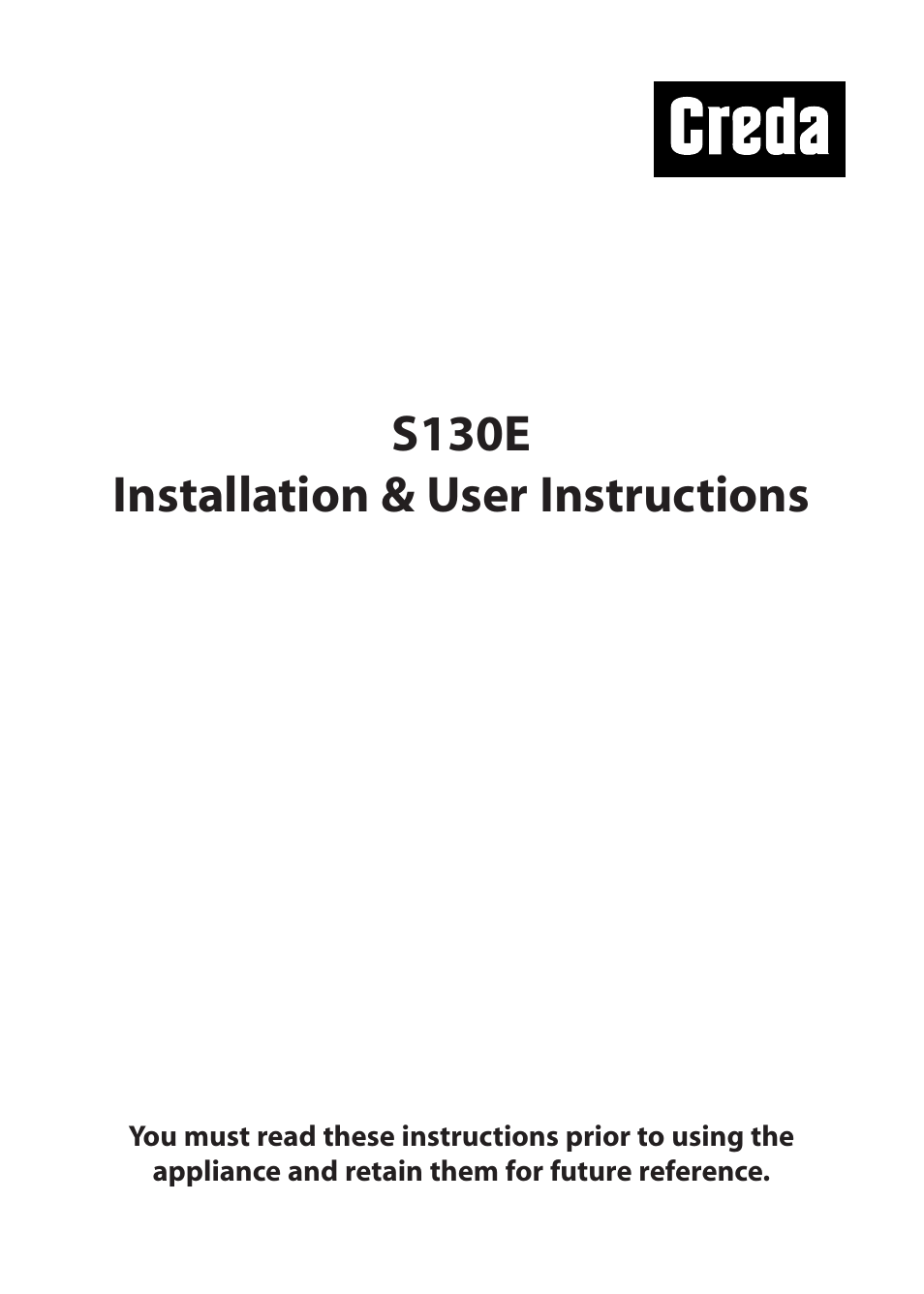 Creda S130E User Manual | 40 pages