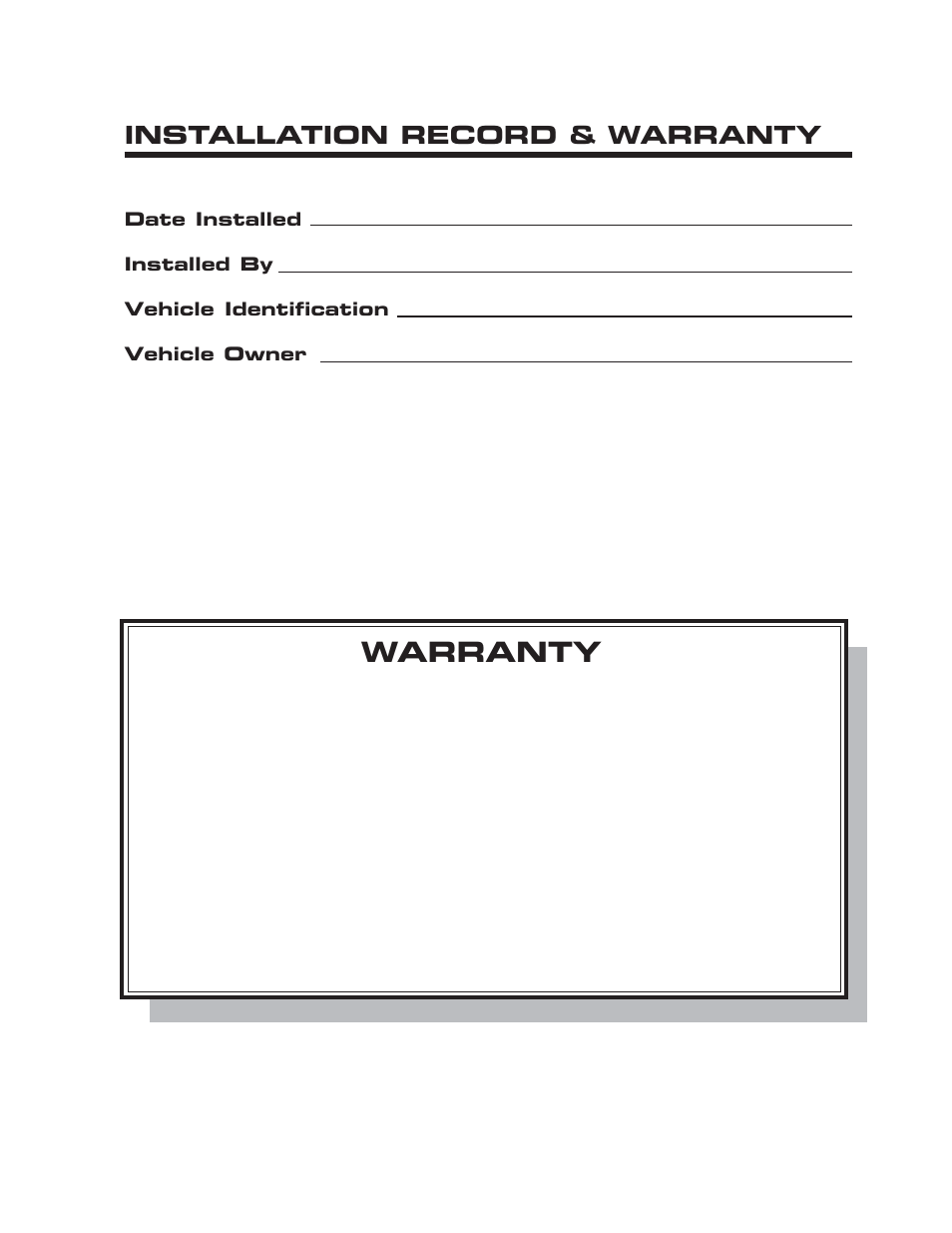 Warranty, Installation record & warranty | Kussmaul Electronics 091-29-12 User Manual | Page 3 / 3