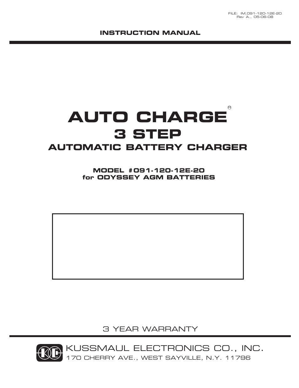 Kussmaul Electronics 091-120-12E-20 User Manual | 7 pages