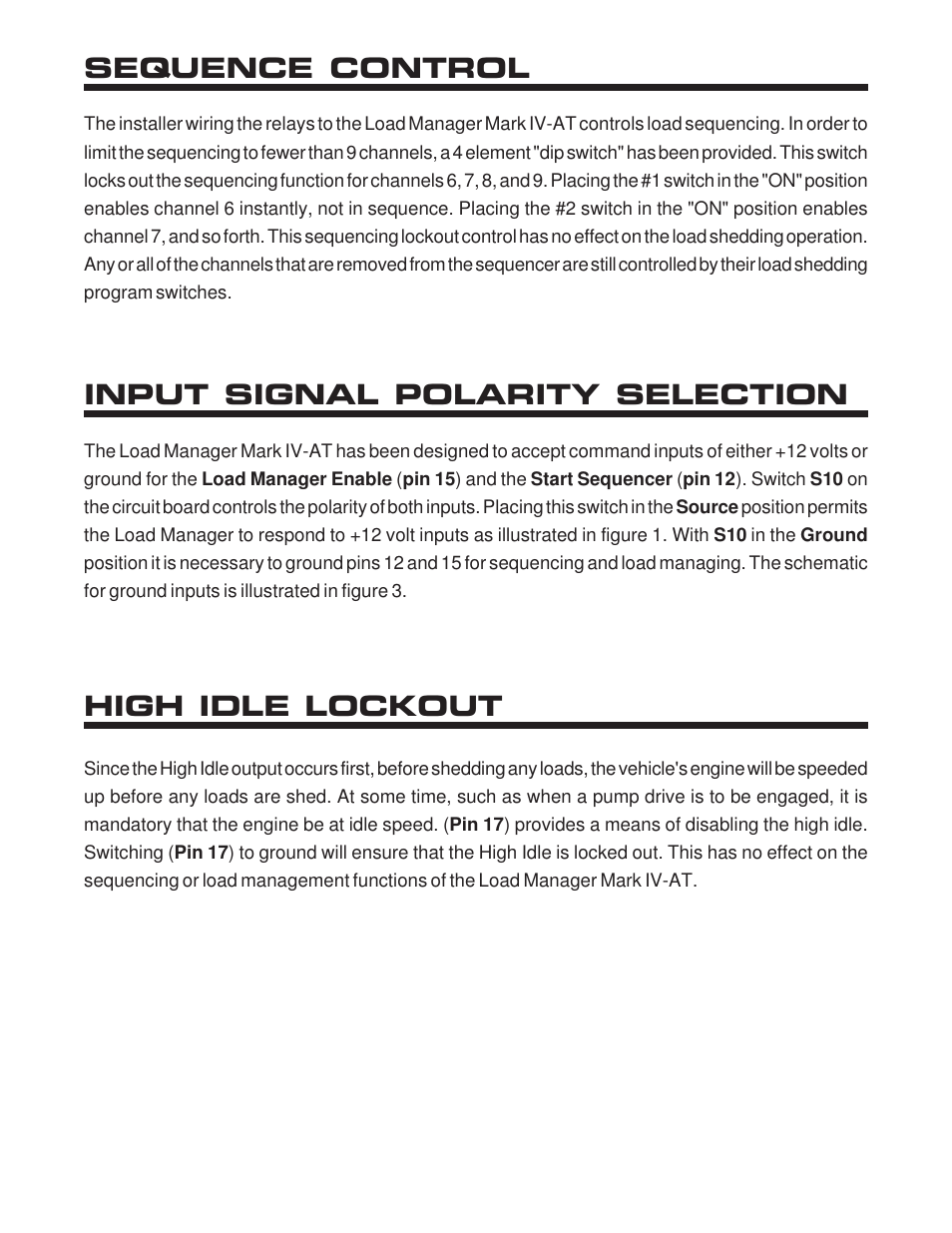 Sequence control, Input signal polarity selection, High idle lockout | Kussmaul Electronics 091-75-AT User Manual | Page 4 / 8
