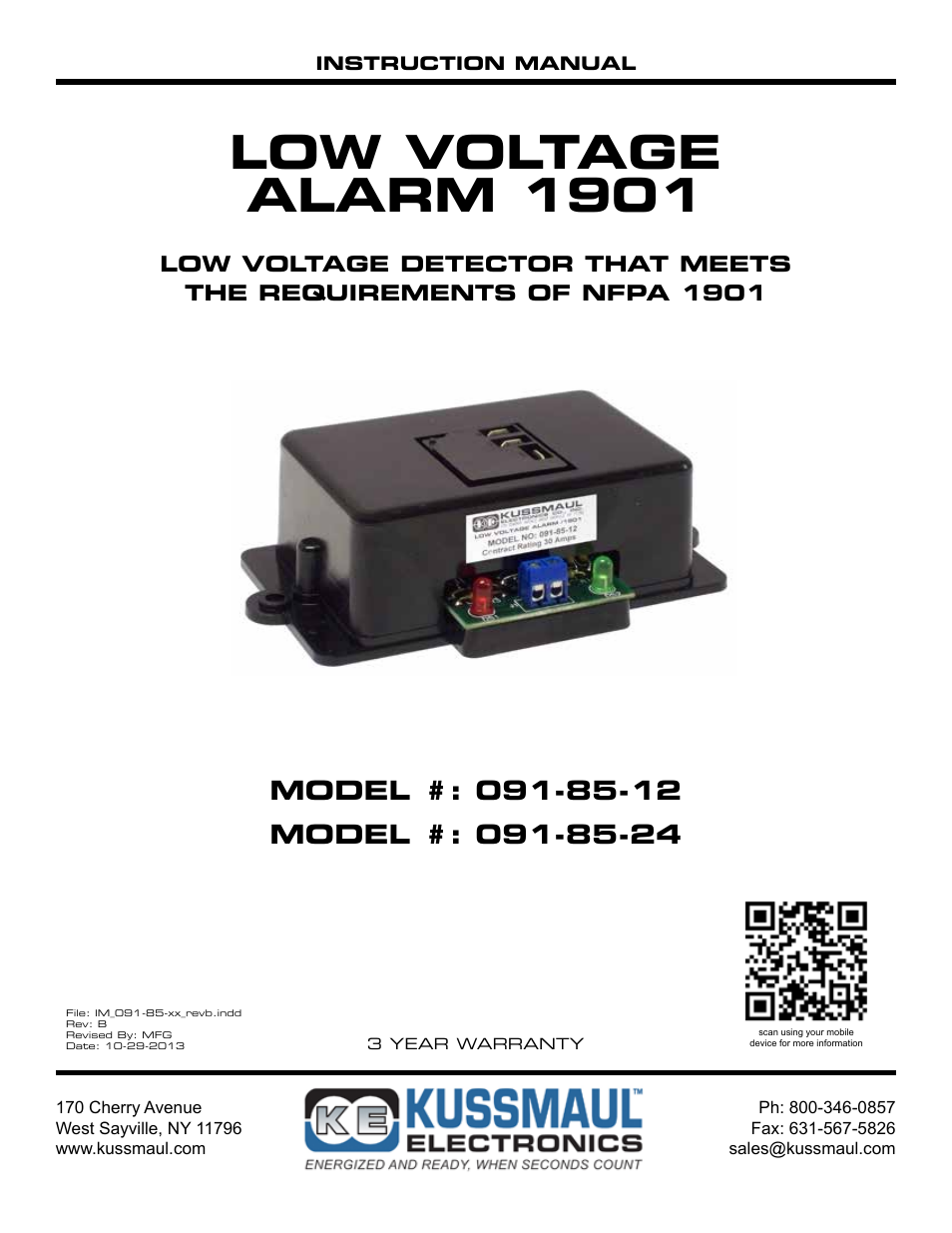 Kussmaul Electronics 091-85-12 User Manual | 5 pages