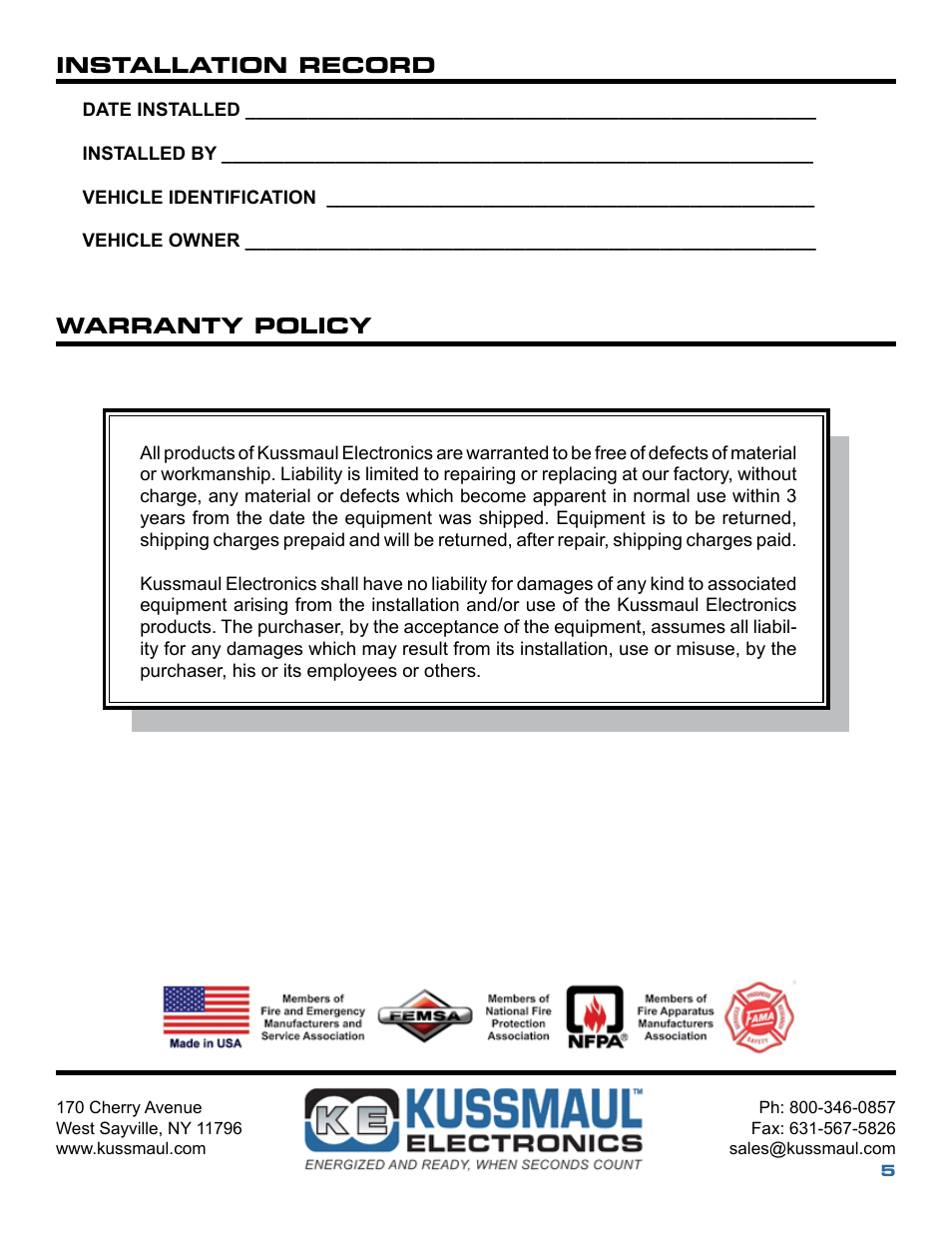 Kussmaul Electronics 091-85-12 User Manual | Page 5 / 5