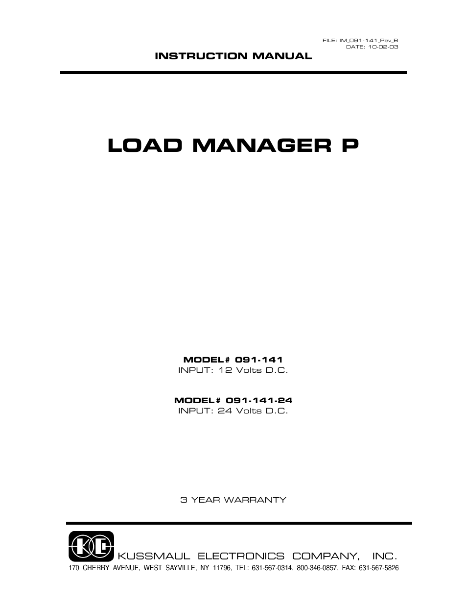 Kussmaul Electronics 091-141 User Manual | 7 pages