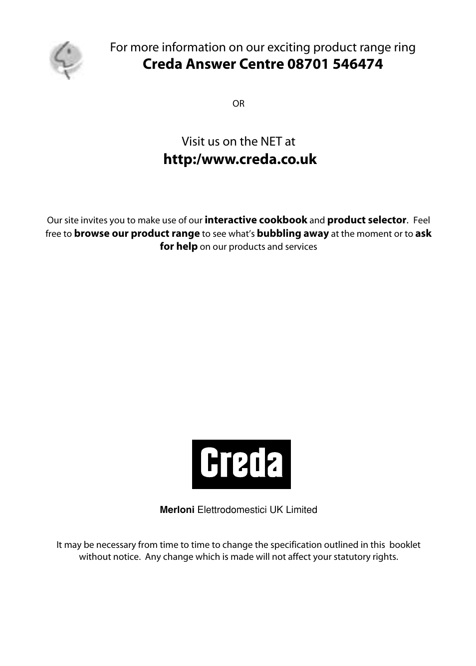 Visit us on the net at | Creda L153 User Manual | Page 2 / 24