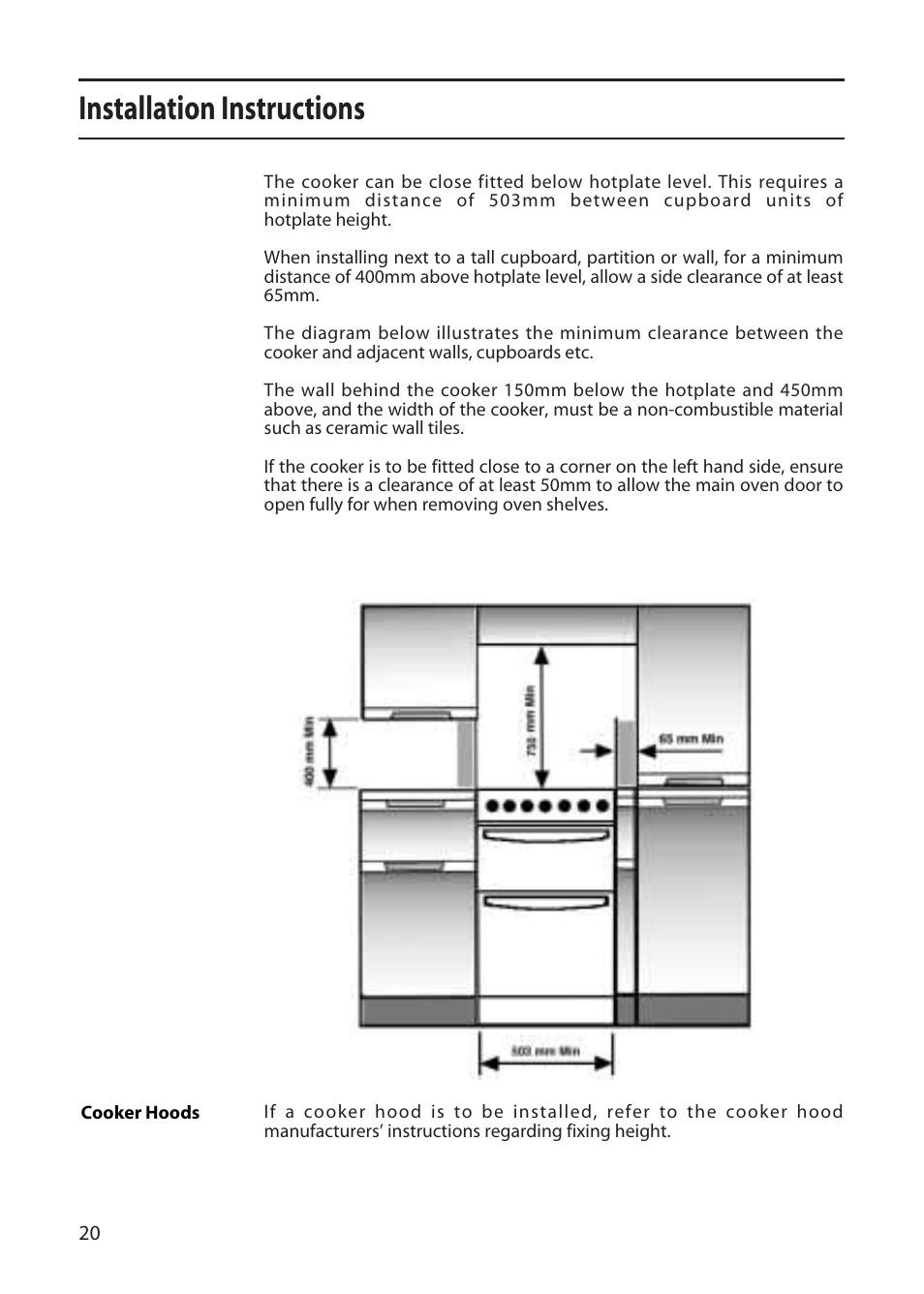 Installation instructions | Creda L153 User Manual | Page 20 / 24