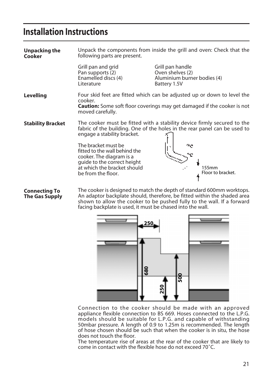 Installation instructions | Creda L153 User Manual | Page 21 / 24