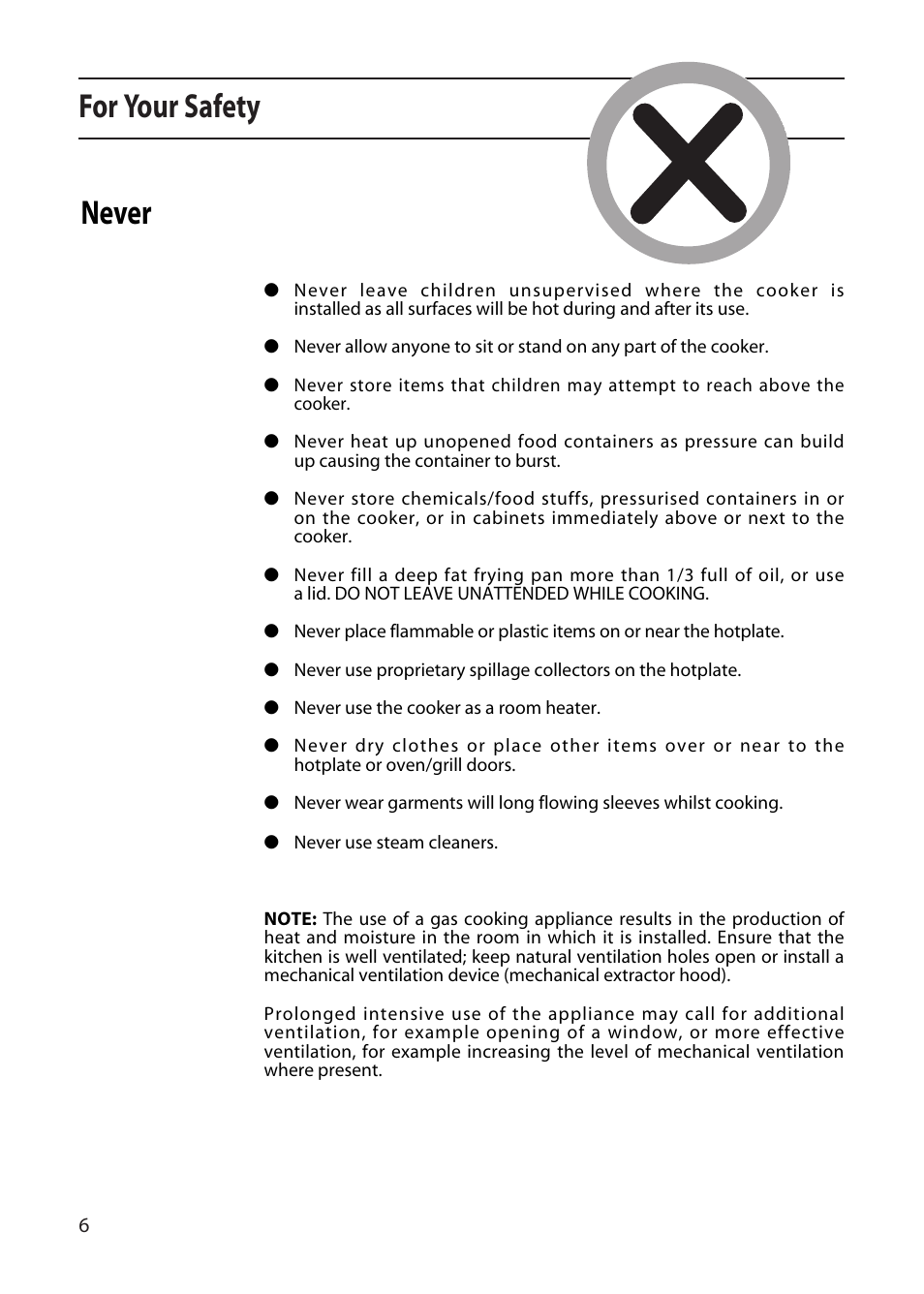 For your safety, Never | Creda L153 User Manual | Page 6 / 24