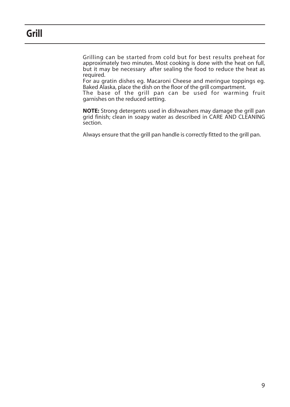 Grill | Creda L153 User Manual | Page 9 / 24