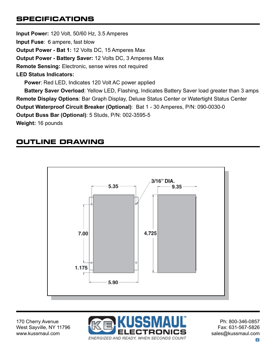 Kussmaul Electronics 091-56-12 User Manual | Page 8 / 10