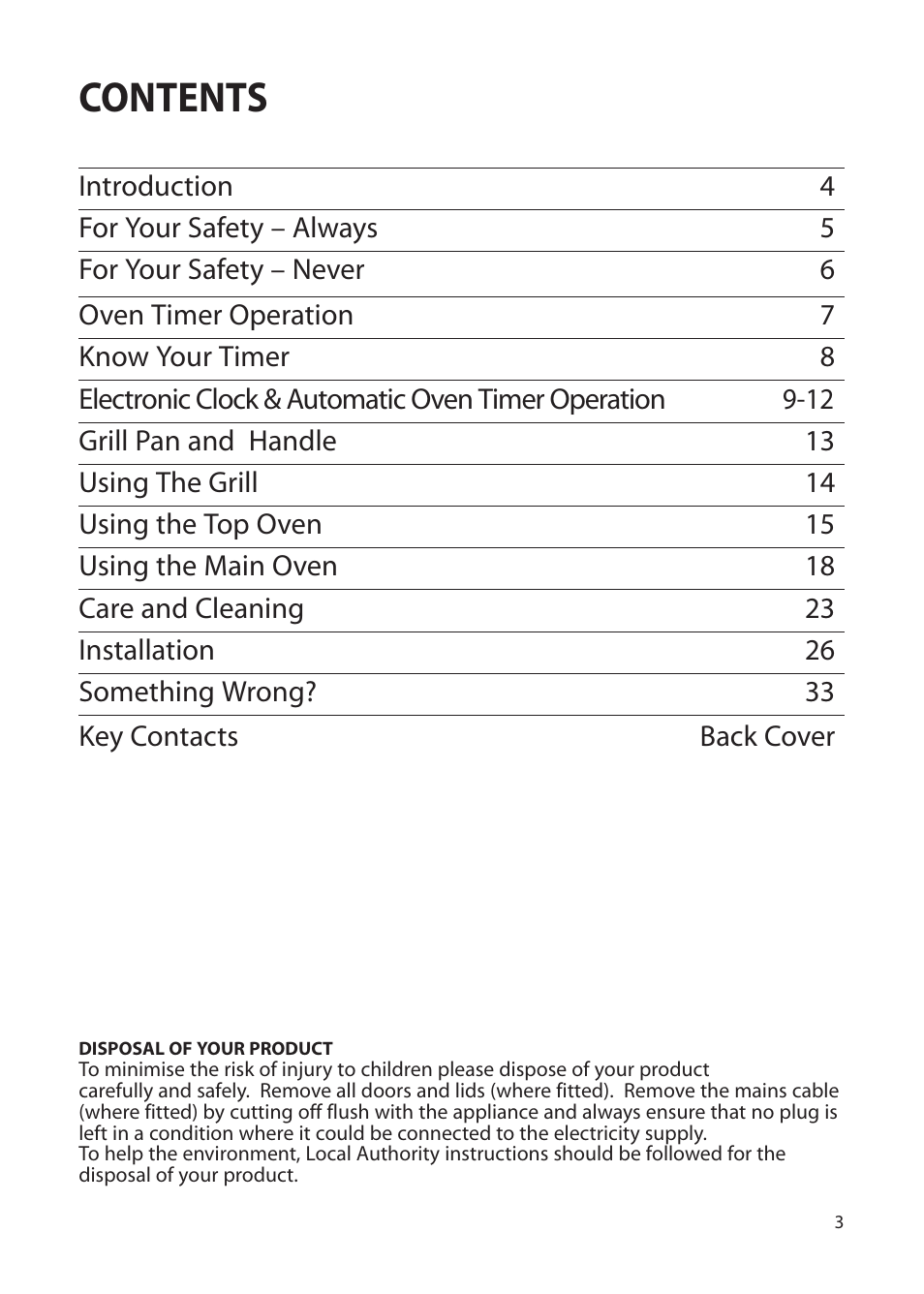 Creda EUROPA S230G User Manual | Page 3 / 36