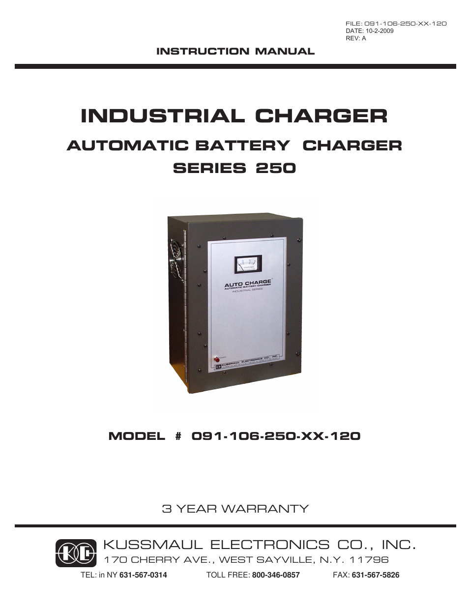 Kussmaul Electronics 091-106-250-12-120 User Manual | 6 pages