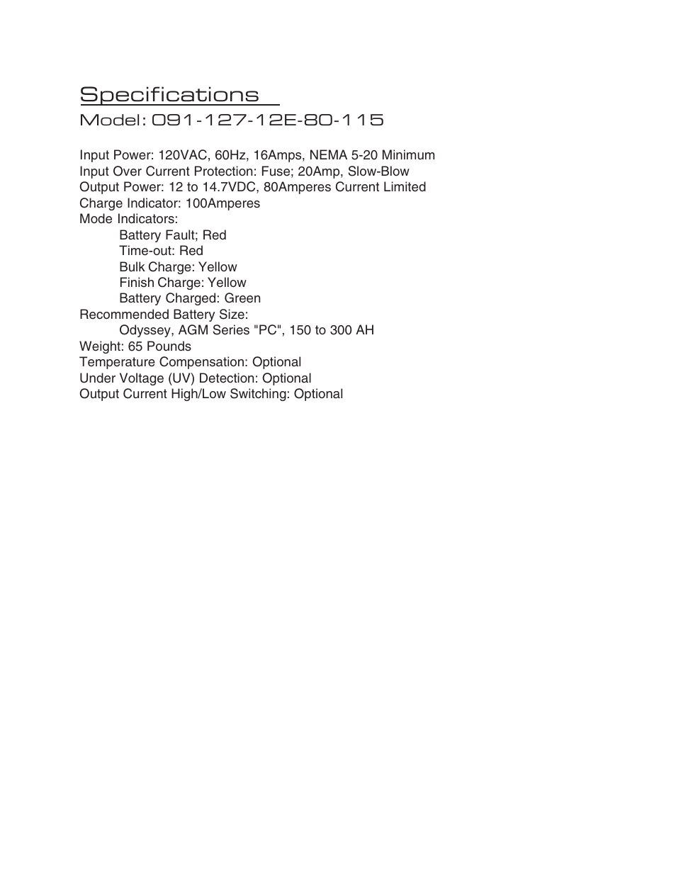 Specifications | Kussmaul Electronics 091-127-12E-80 User Manual | Page 7 / 9