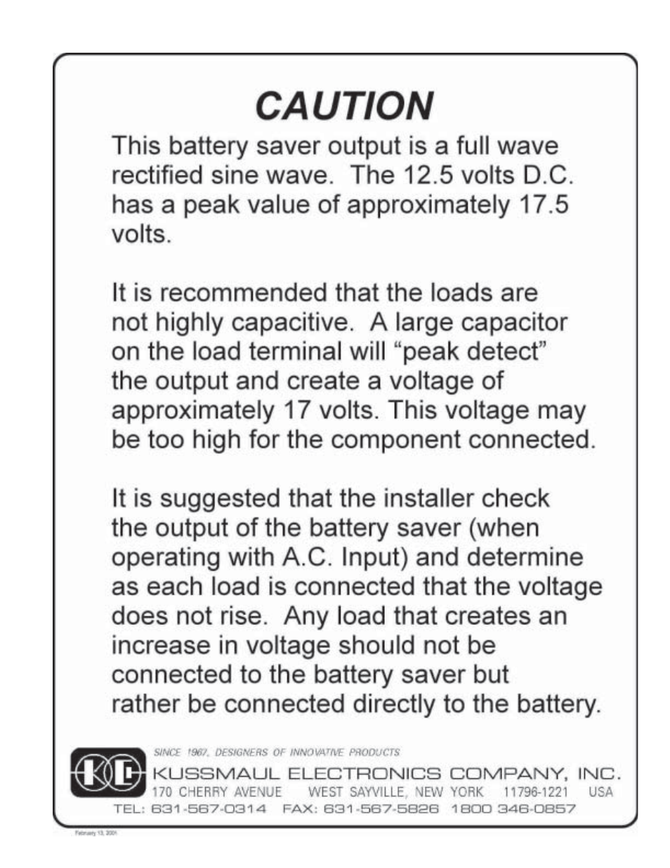Kussmaul Electronics 091-35-HO User Manual | Page 6 / 7