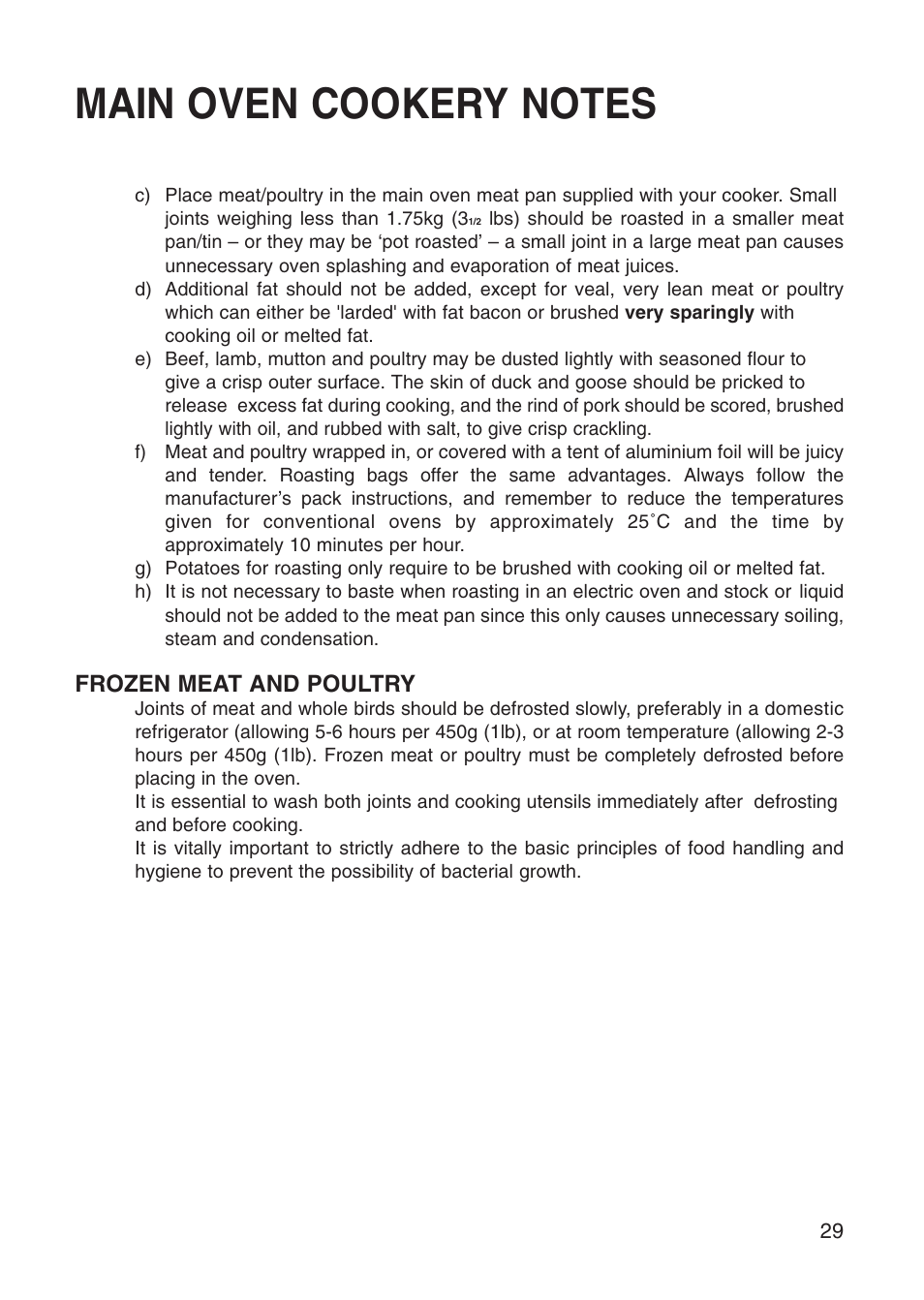 Frozen meat and poultry | Creda Cooker User Manual | Page 29 / 40