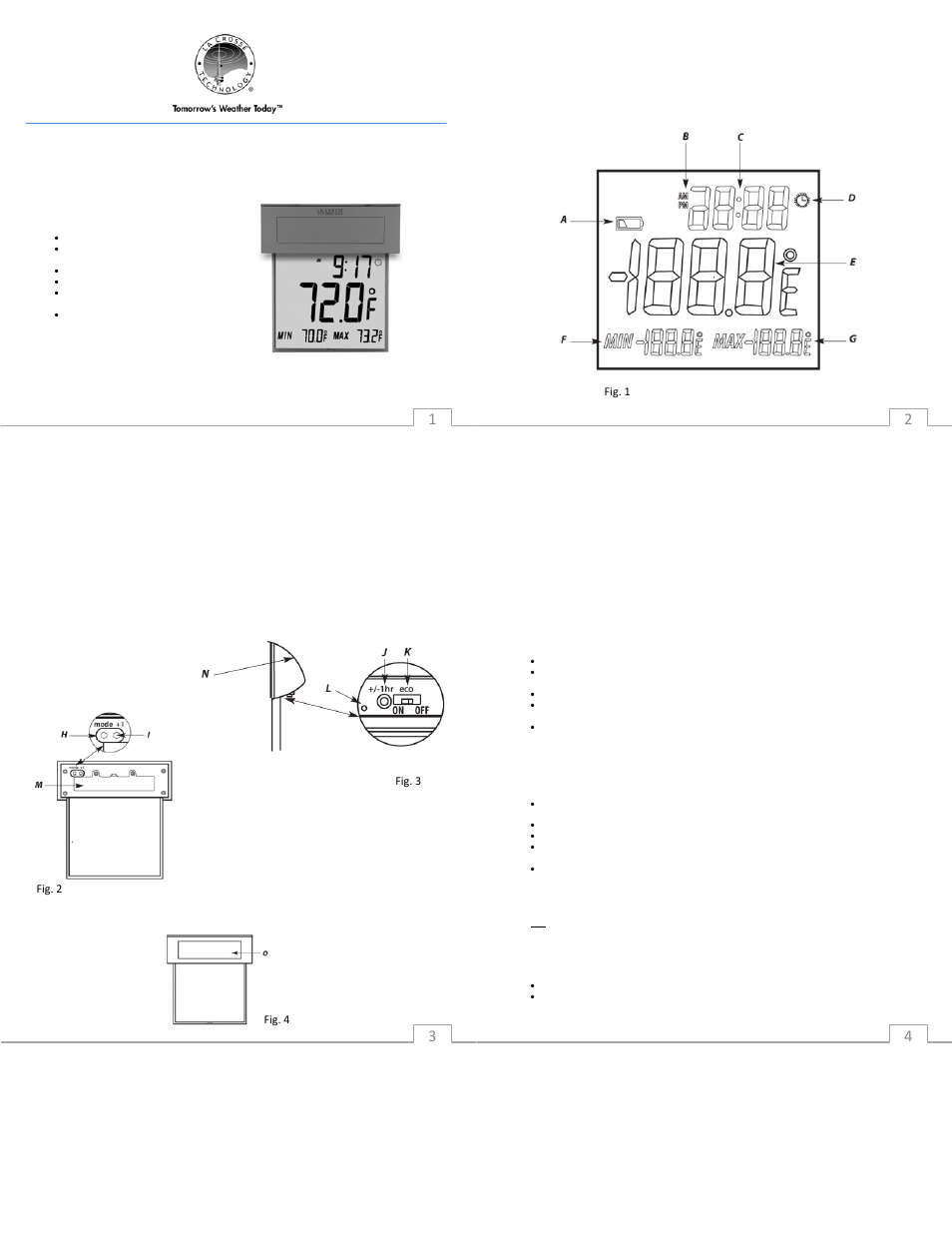 La Crosse Technology 306-605 User Manual | 2 pages