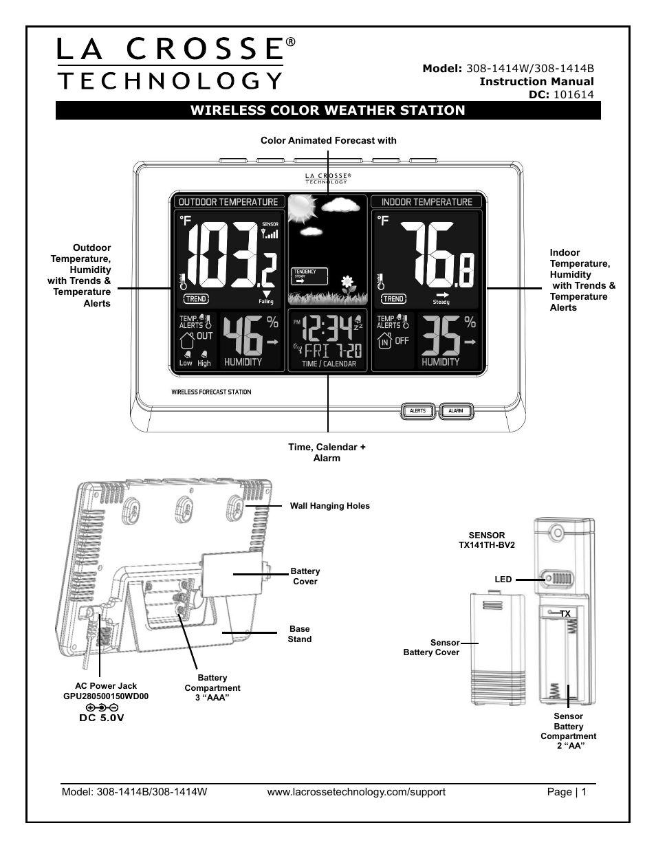 La Crosse Technology 308-1414B User Manual | 14 pages