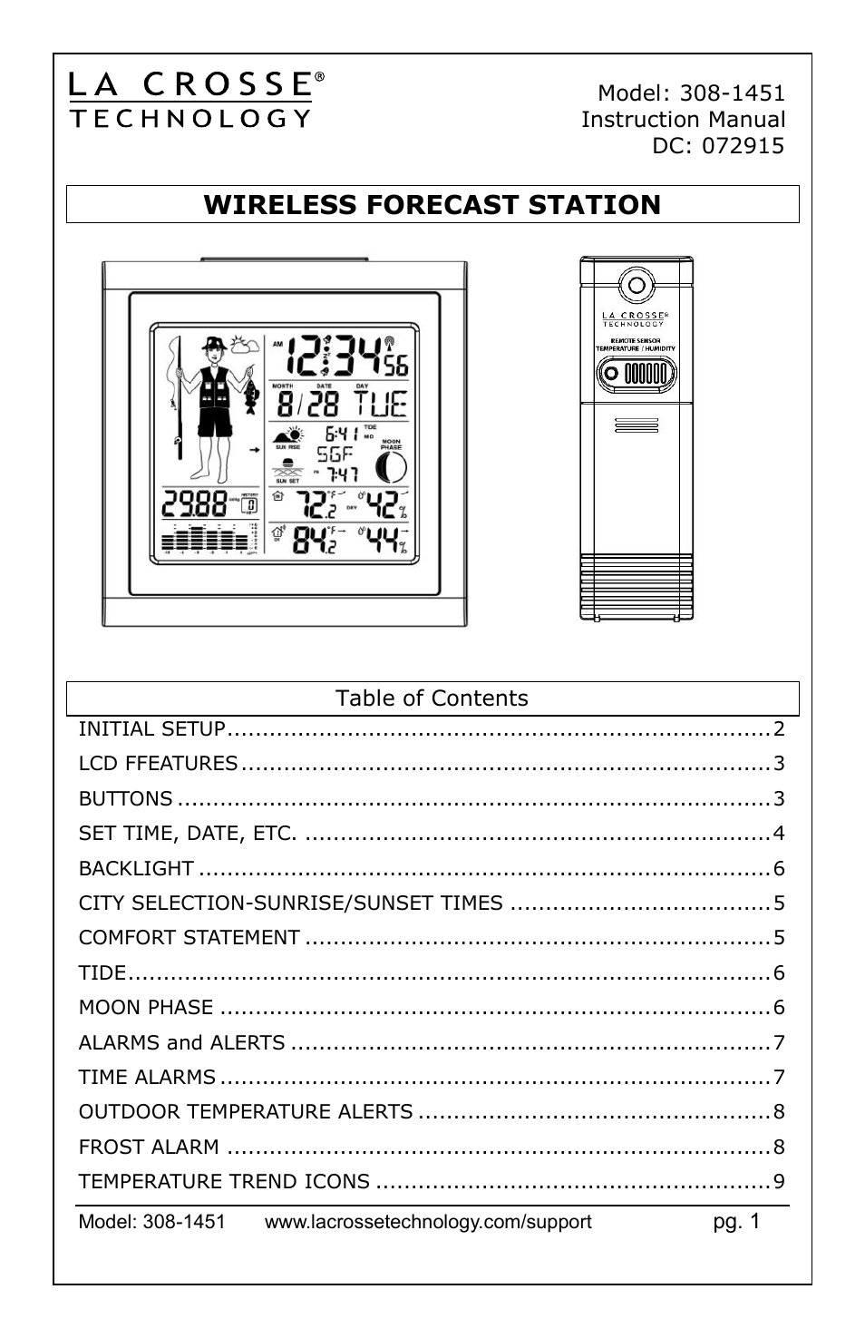 La Crosse Technology 308-1451 User Manual | 15 pages