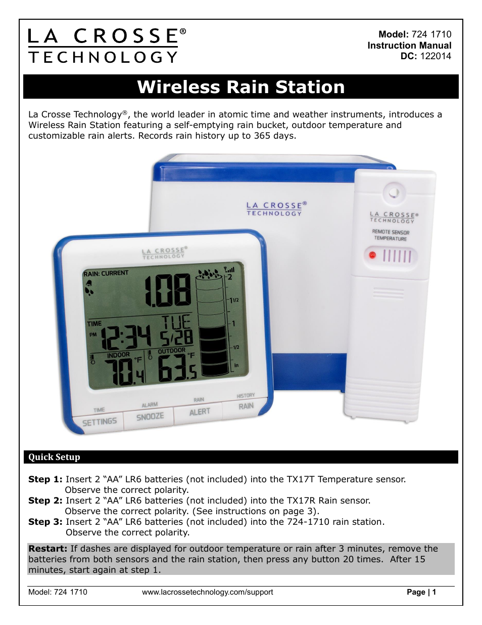 La Crosse Technology 724-1710 User Manual | 14 pages