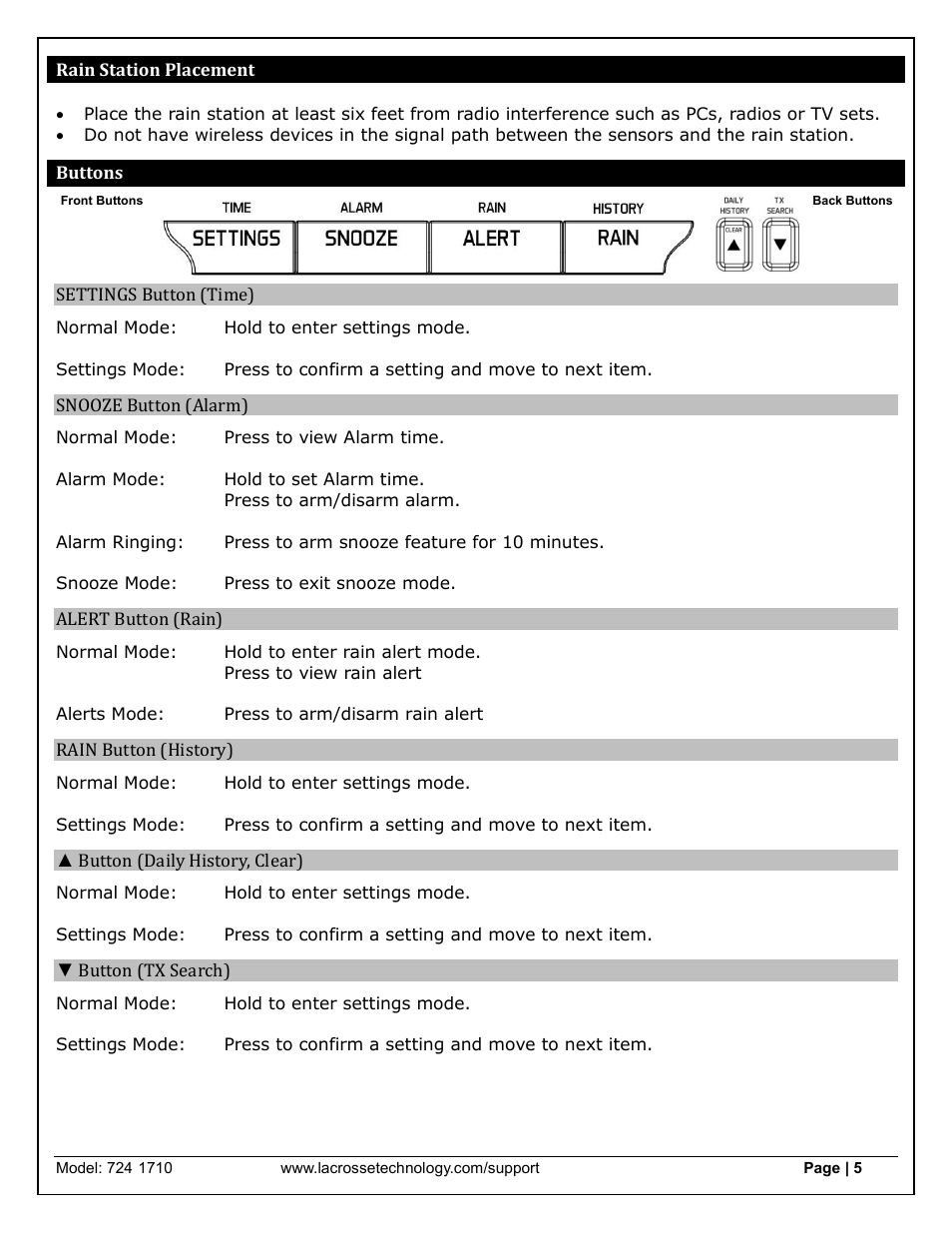 La Crosse Technology 724-1710 User Manual | Page 5 / 14