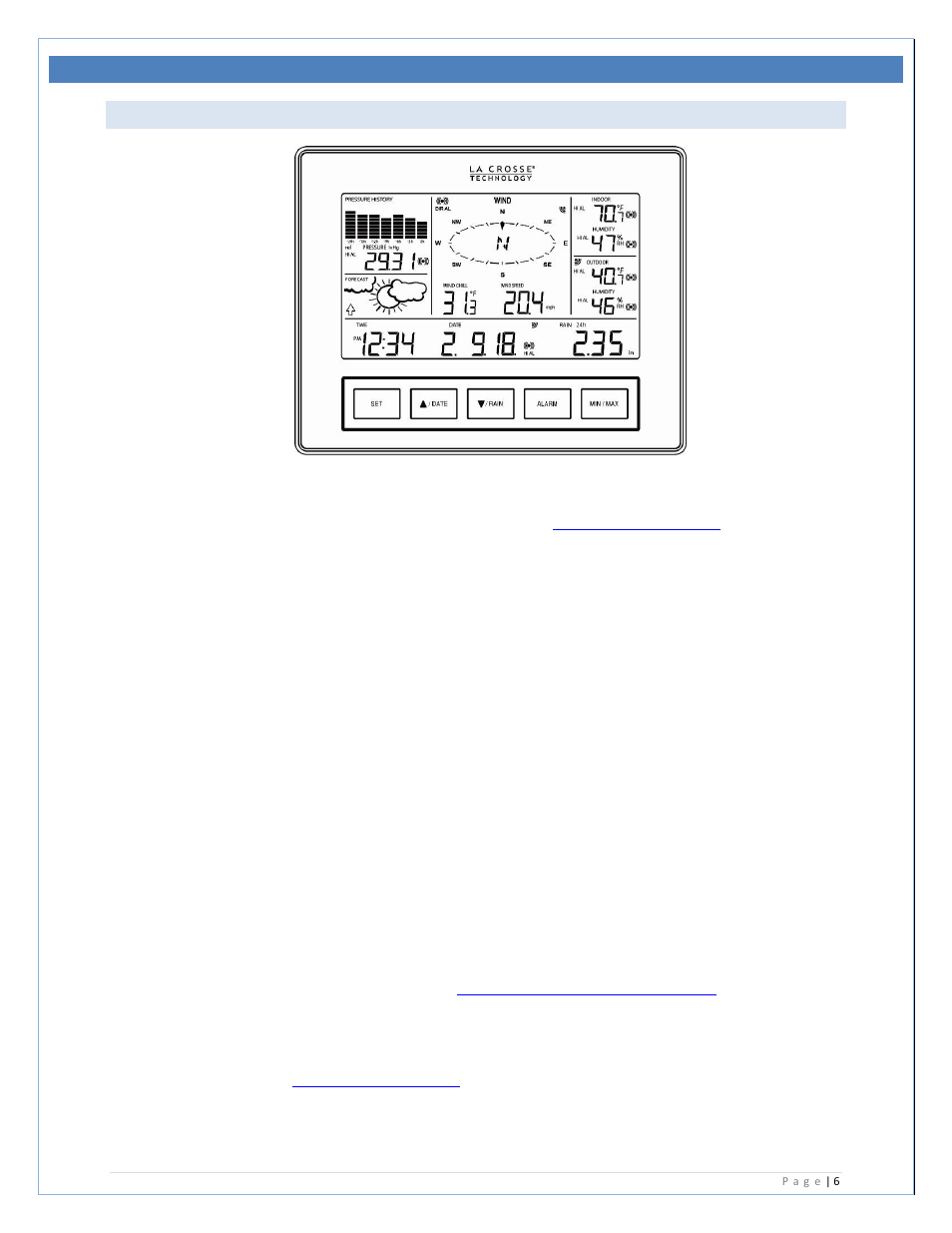 Features, Weather station c84612 | La Crosse Technology C84612 User Manual | Page 6 / 30