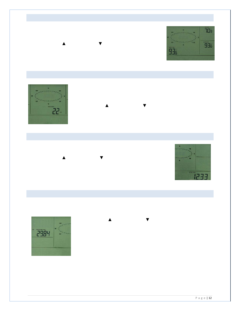 F/ c temperature unit, Wind speed unit, Rainfall unit | Relative air pressure unit, F/°c temperature unit | La Crosse Technology C86234 User Manual | Page 12 / 32