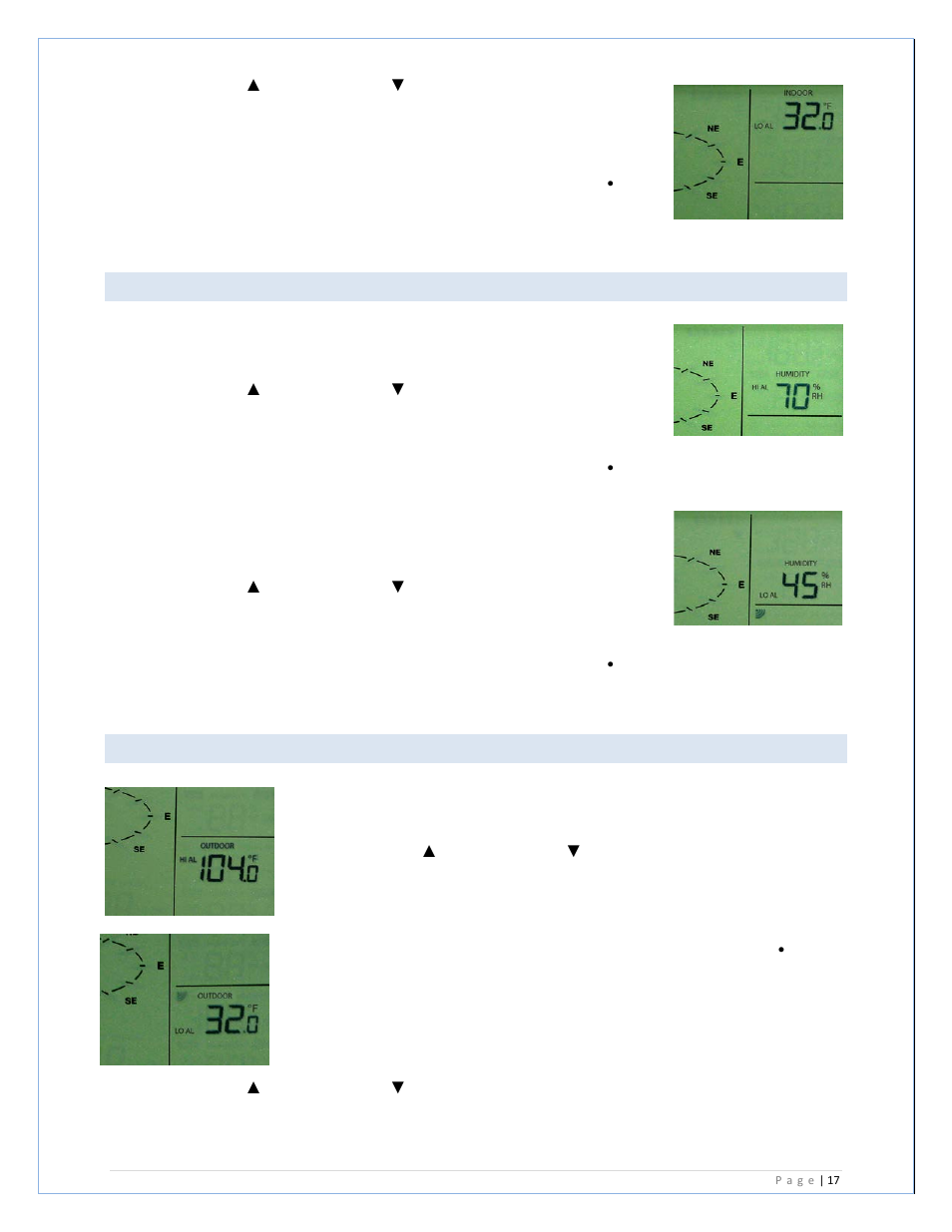 Indoor humidity alarms, Outdoor temperature alarms | La Crosse Technology C86234 User Manual | Page 17 / 32