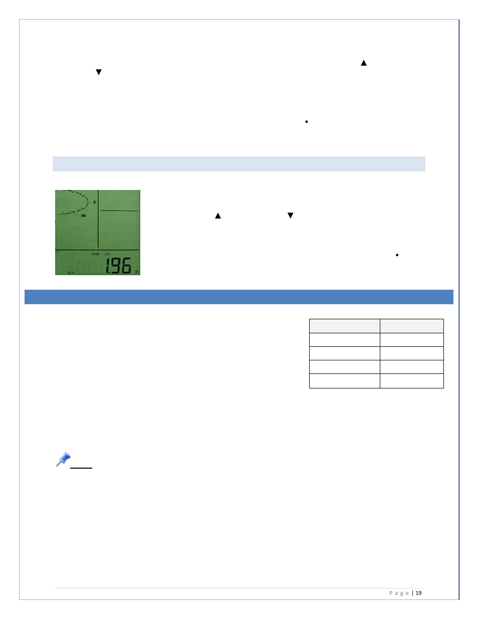 24 hour rainfall alarm, Hysteresis | La Crosse Technology C86234 User Manual | Page 19 / 32