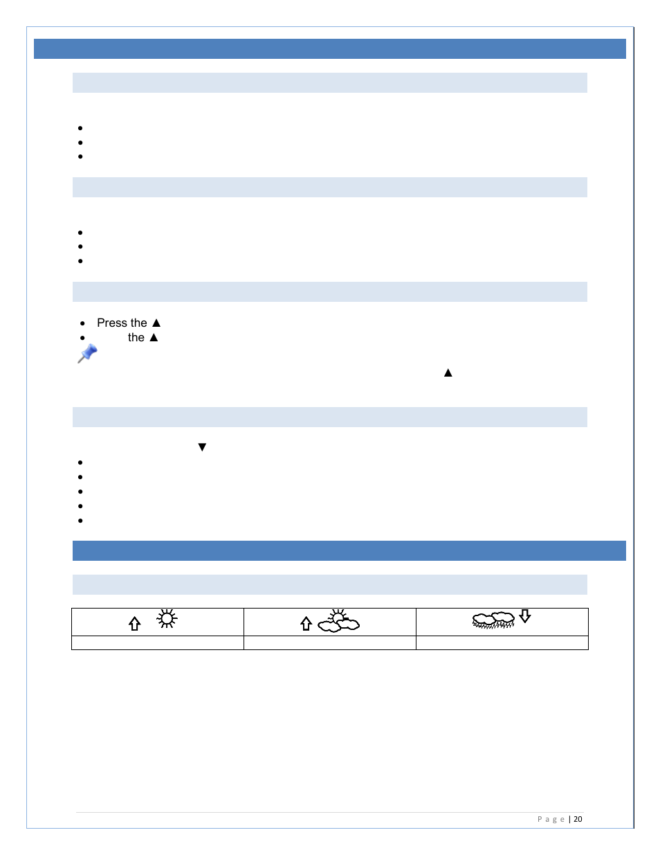 Display modes, Mode 1, Mode 2 | Date or seconds display, Rainfall display, Weather forecast and tendency, Weather forecasting icons | La Crosse Technology C86234 User Manual | Page 20 / 32