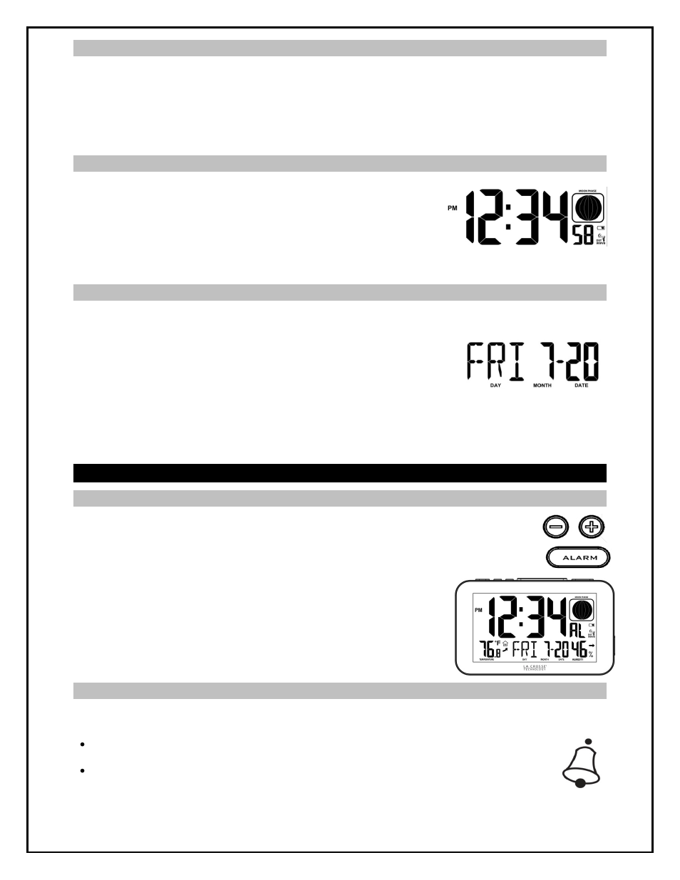 Set time, Set calendar, Alarm time | Set alarm, Activate/deactivate alarm, 12hr | La Crosse Technology C89201 User Manual | Page 5 / 9