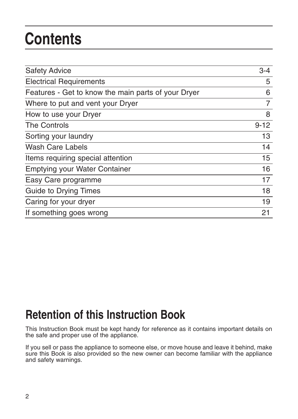 Creda Tumble Dryer User Manual | Page 2 / 24