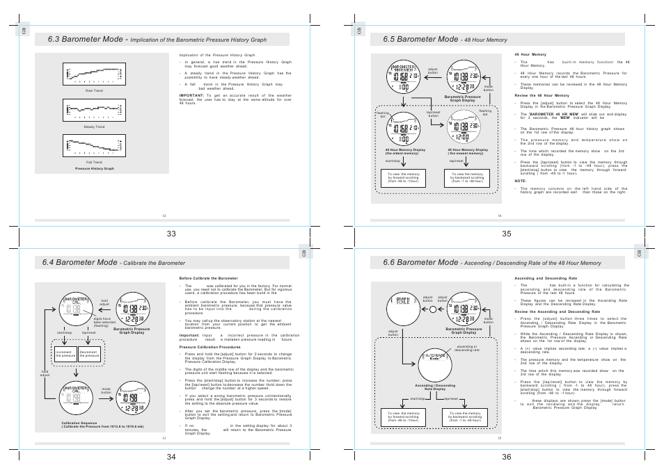 4 barometer mode, 5 barometer mode, 6 barometer mode | 3 barometer mode | La Crosse Technology K2-100 User Manual | Page 10 / 12