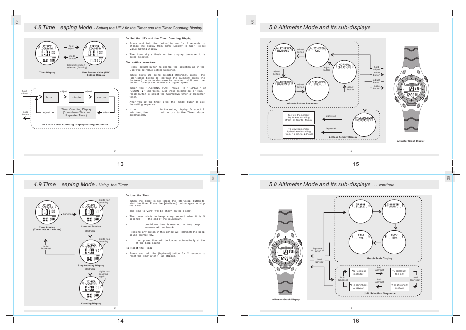 13 4.8 time keeping mode, 9 time keeping mode | La Crosse Technology K2-100 User Manual | Page 5 / 12