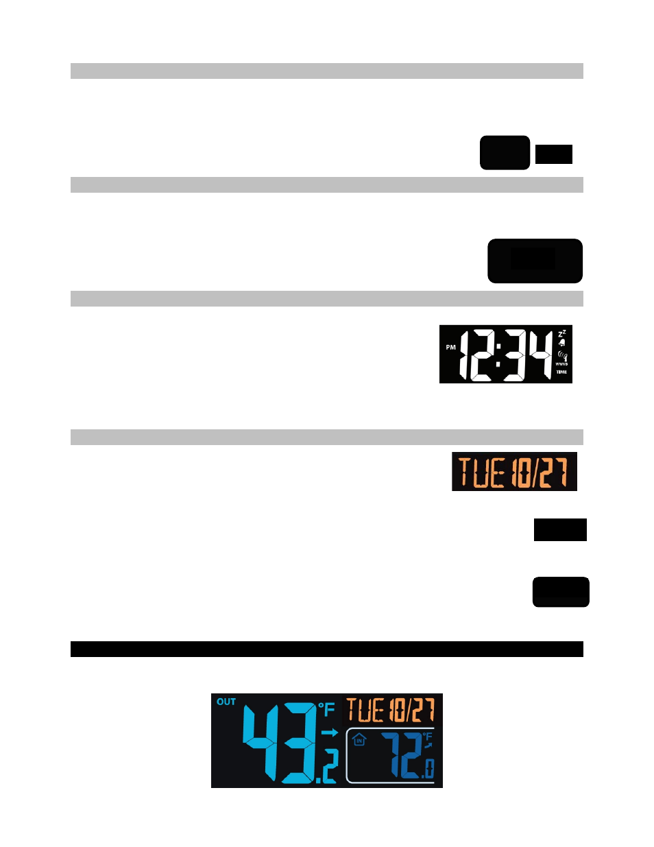 Daylight saving time indicator, 12/24 hour time format, Set time | Set calendar, Fahrenheit/celsius | La Crosse Technology K84285 User Manual | Page 7 / 13