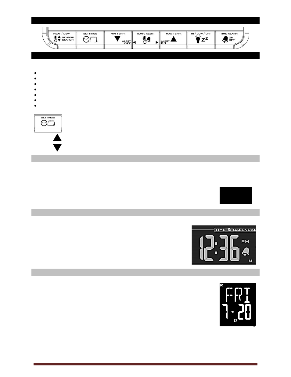 Function buttons, Program menu, Hour or 24-hour time format | Set time, Set calendar | La Crosse Technology K84308 User Manual | Page 5 / 13