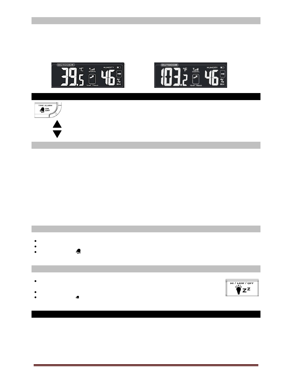 Fahrenheit/celsius, Alarm time, Usb charge port | La Crosse Technology K84308 User Manual | Page 6 / 13