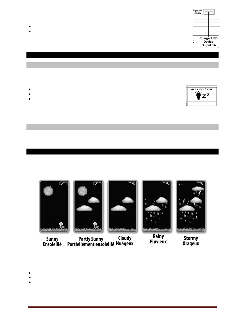 Backlight, A/c power adapter, Batteries | Weather forecast icon | La Crosse Technology K84308 User Manual | Page 7 / 13