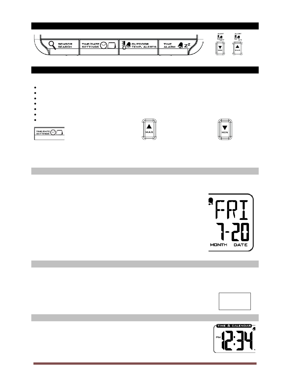 Function buttons, Program menu, Set calendar | 12/24 hour time format, Set time | La Crosse Technology K84322 User Manual | Page 4 / 10