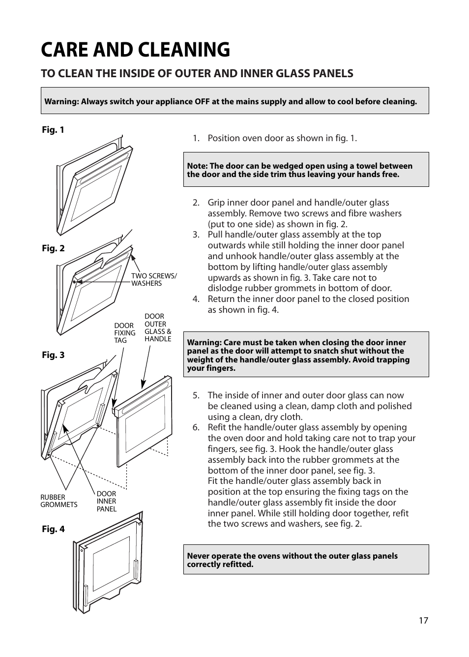 Care and cleaning | Creda Cordialle S120G User Manual | Page 17 / 28