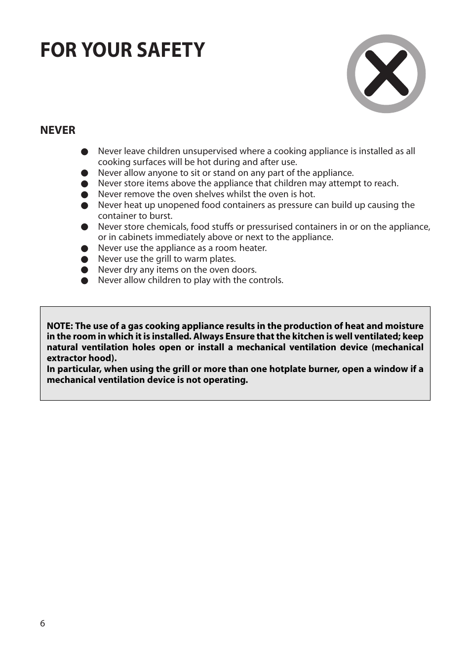 For your safety | Creda Cordialle S120G User Manual | Page 6 / 28