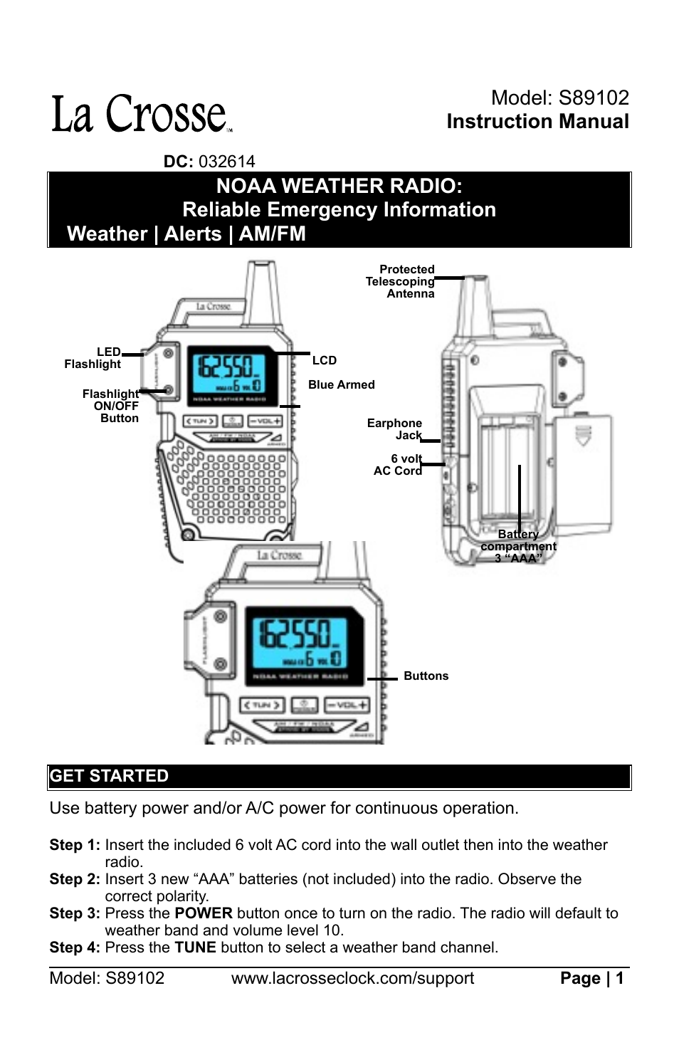 La Crosse Technology S89102 User Manual | 7 pages