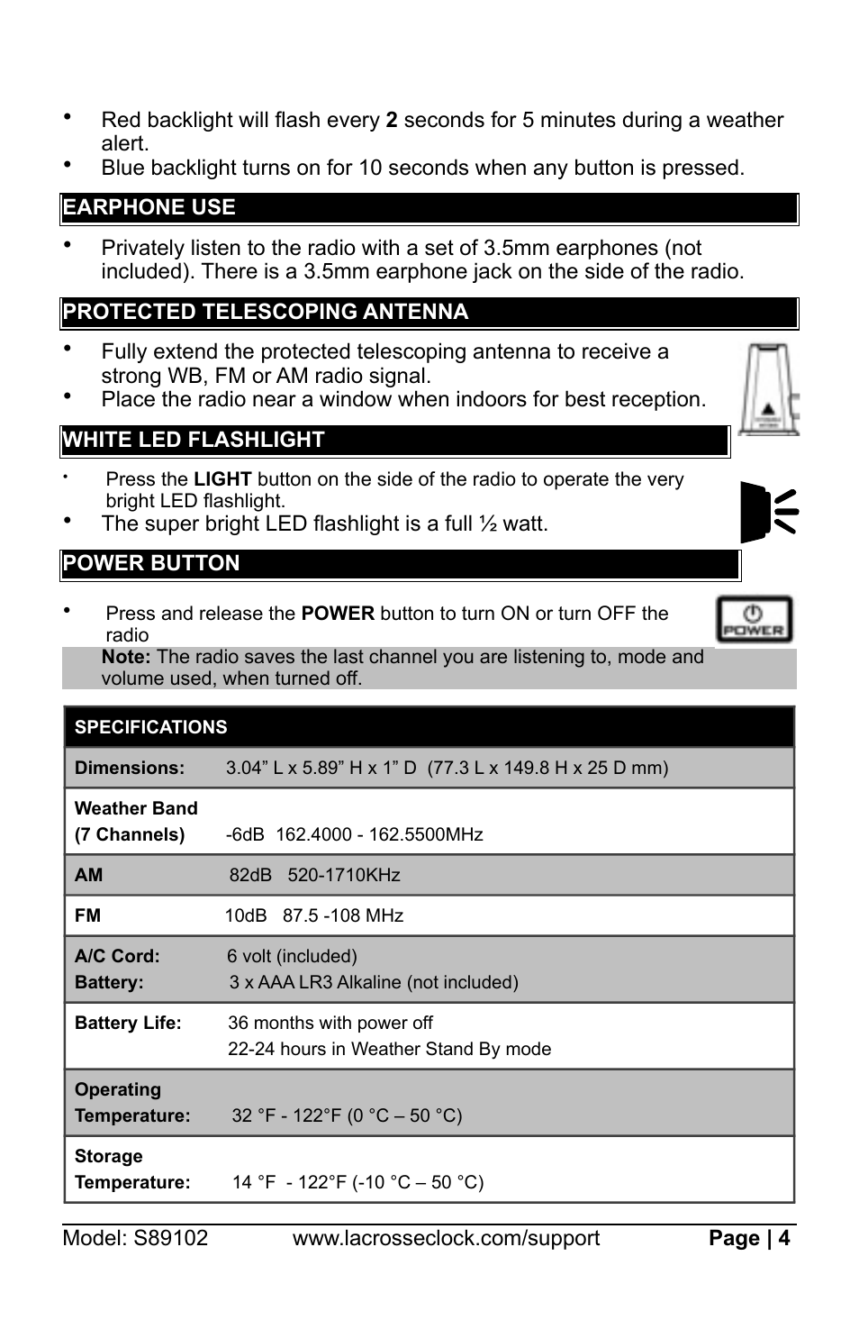 La Crosse Technology S89102 User Manual | Page 4 / 7